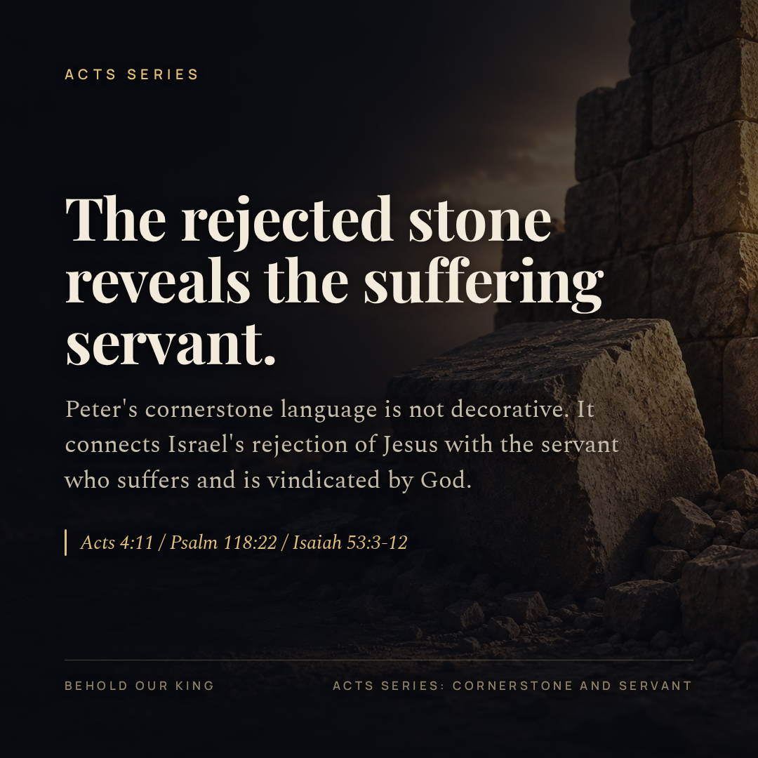 The rejected stone reveals the suffering servant.