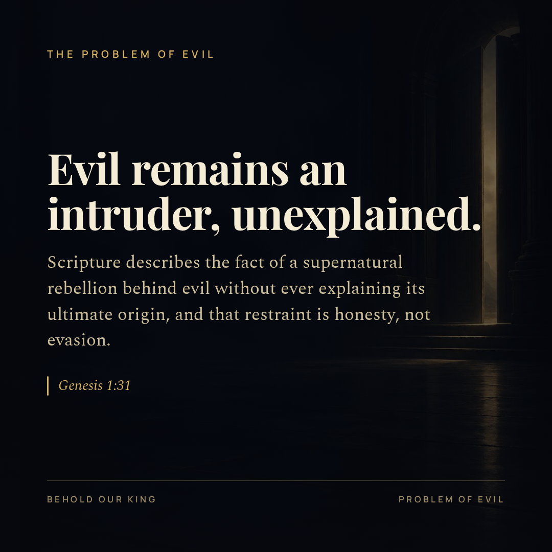 Evil remains an intruder, unexplained.
